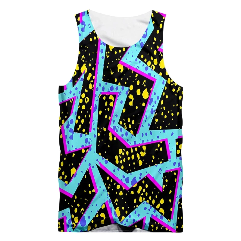 Black And White Leopard Print Tank Top 3D Print Street Hip Hop Summer Fashion Vest Summer Oversized Gym Clothing Crew Neck Tops