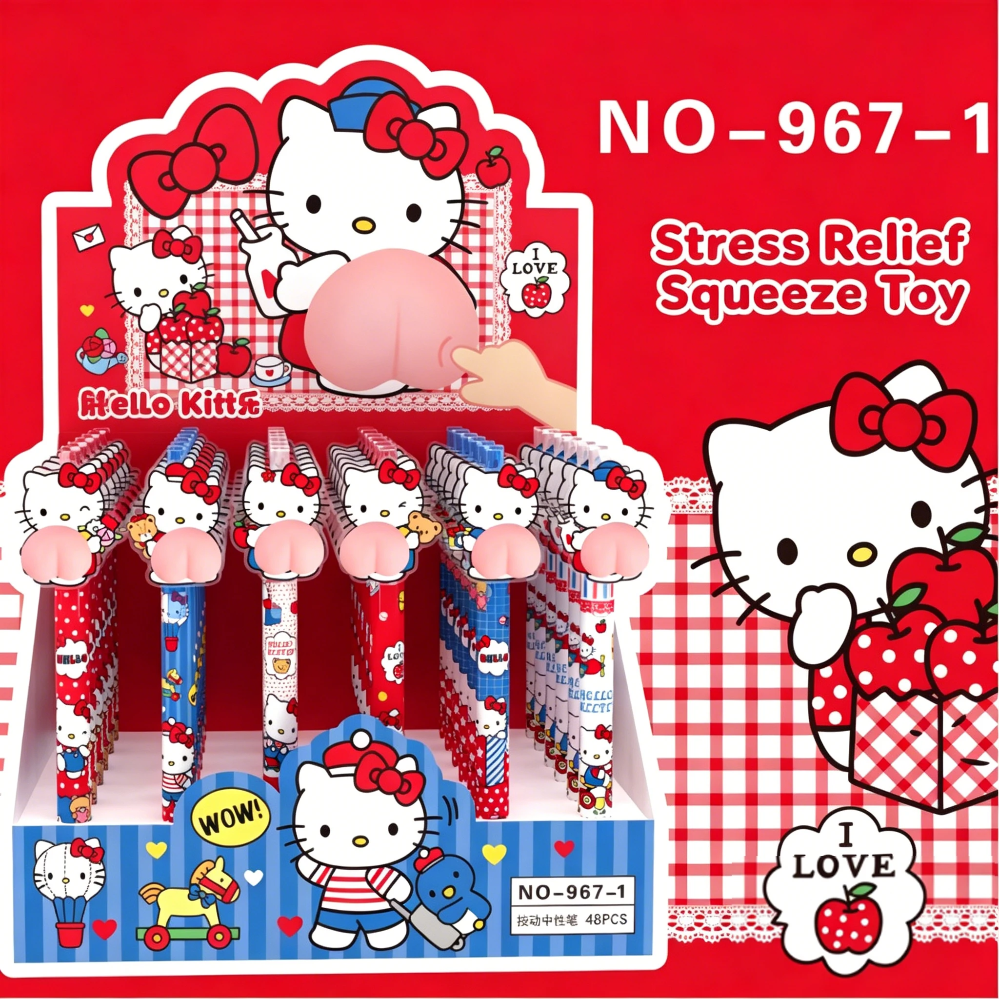 

Новый набор из 18 гелевых ручек Hello Kitty Squishy Butt для снятия стресса, мультяшные выдвижные быстросохнущие ручки для студентов, канцелярские товары