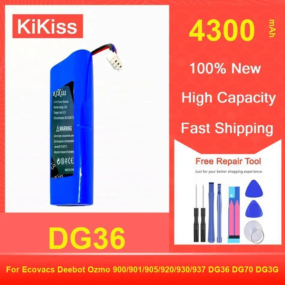 

Аккумулятор Kikiss 4300 мАч DG36 для Ecovacs Deebot Ozmo 900/901/905/920/930/937 DG70 DG3G
