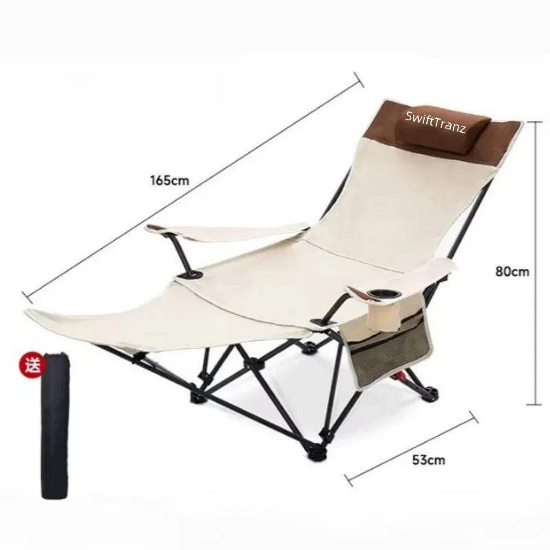 SwiftTranz Portable Steel Folding Camping Chair 4-Gear Adjustable Lightweight Beach Lounger with Footrest Outdoor Relaxation view 5