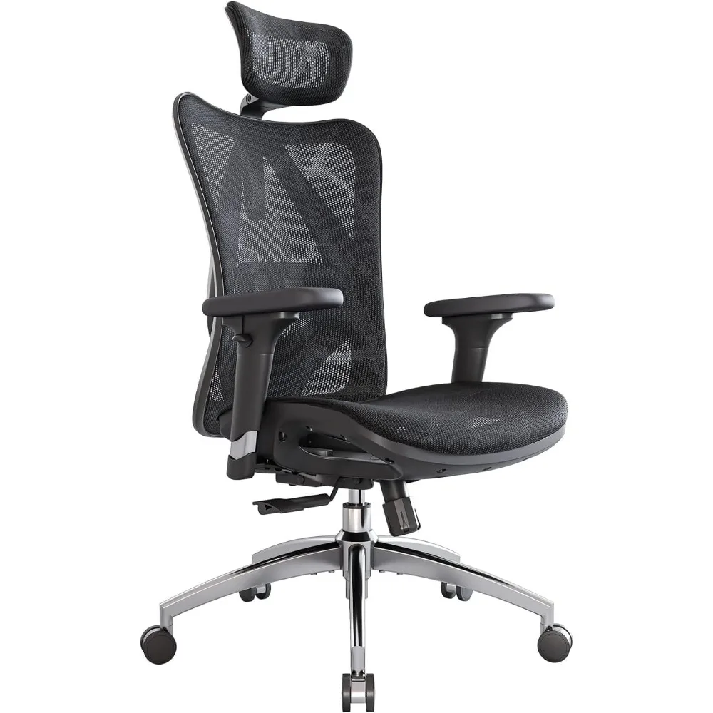 

ergonomic high-back office chair with 3-way adjustable armrests, lumbar support, and tilt function - black