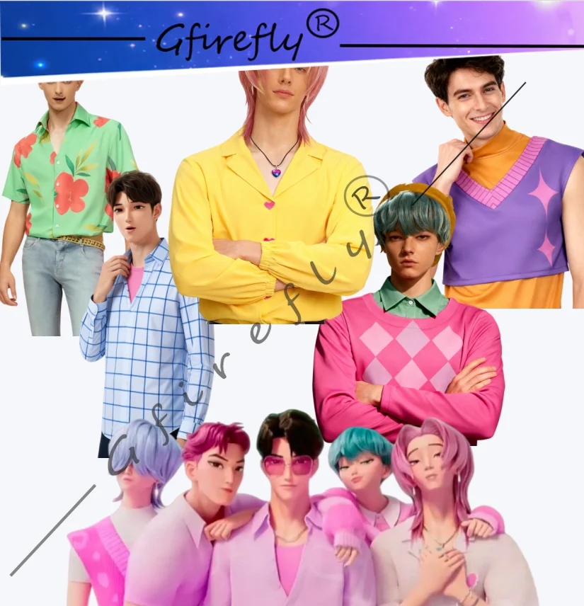 

SajaBoys Movie Characters with The Same Style Boy Band Members Romance Baby Clothing Cosplay Shirt Vest