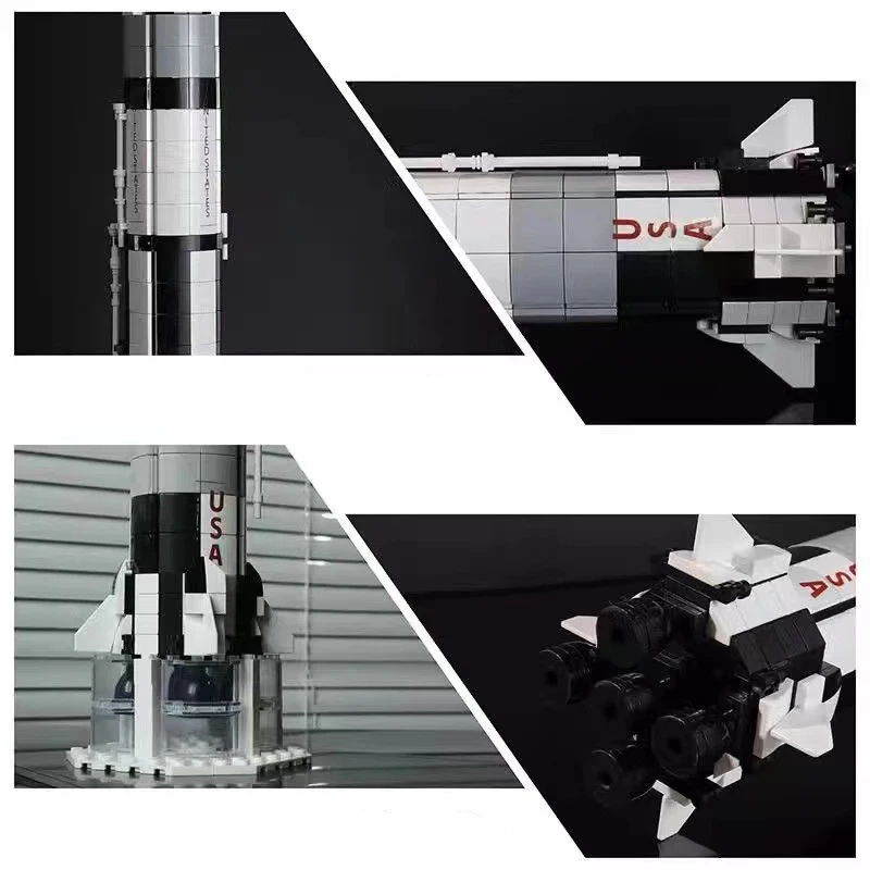 NASA De Apollo Saturn V Raket Bouwstenen Model Kit, Ruimteverkenning Raket Bricks, STEM Wetenschap onderwijs Kinderen Speelgoed Geschenken