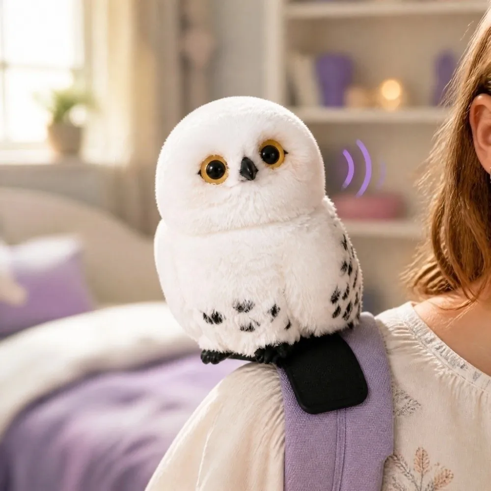 Soft Plush Material Stuffed Plush Doll Wiggling Head Sound Effects Magic Owl Plush Doll Interactive Feature Recording Function