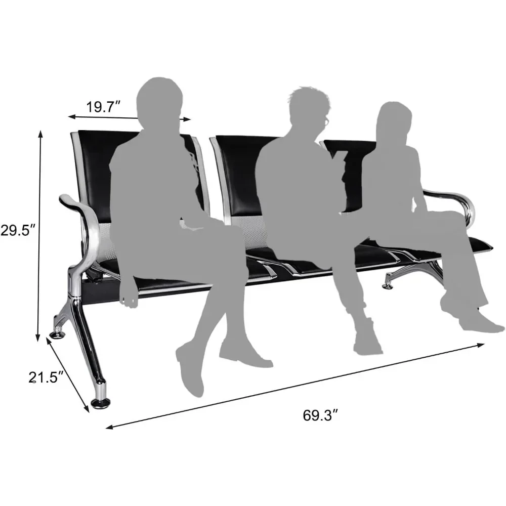 PU Leather Waiting Room Bench, Cadeira de Recepção do Aeroporto, Banco do Lobby, Garçons Cadeiras