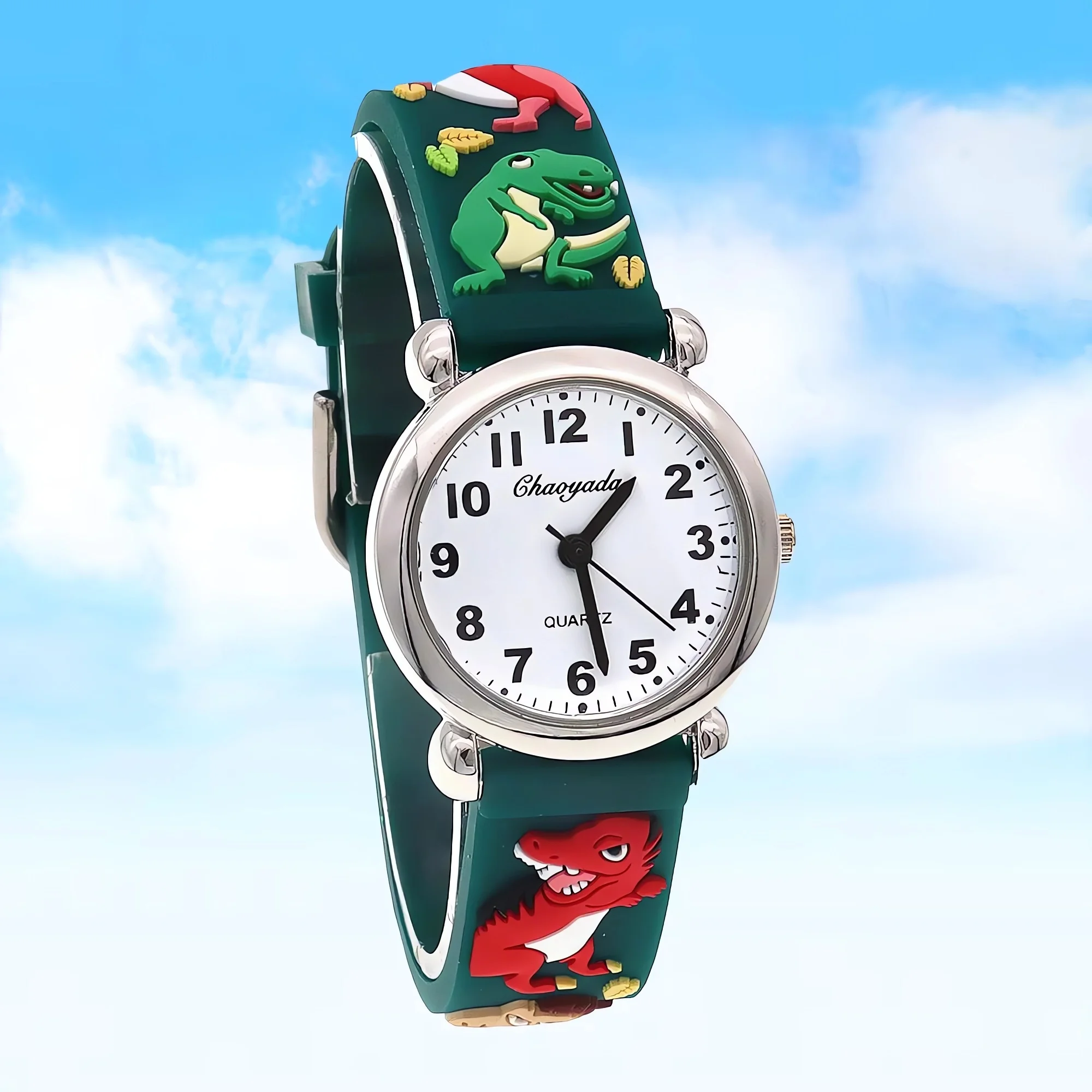 

Детские кварцевые часы с мультяшным динозавром, силиконовый ремешок, модные повседневные летние цифровые часы для мальчиков и девочек, подарок для детей и студентов