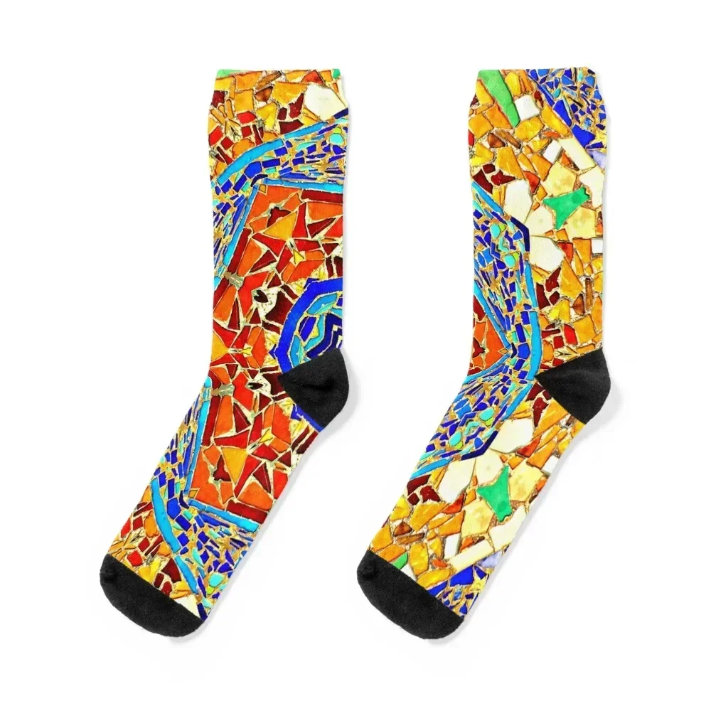 colorful Kaleidoscope mosaic Spanish style Socks Wholesale Antiskid soccer kids men cotton high quality Socks Girl Men's