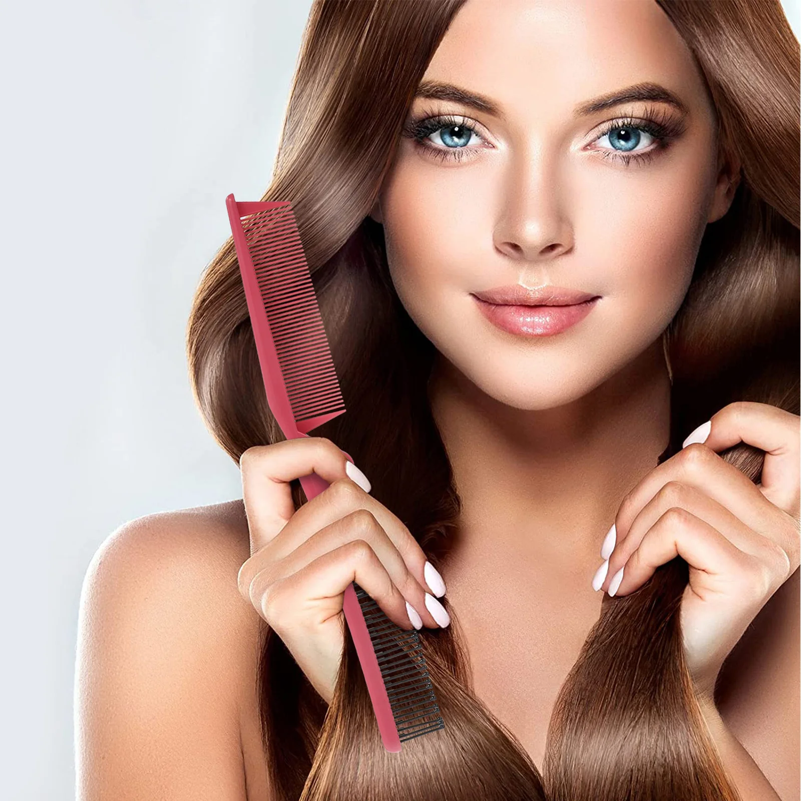 مشط سفر قابل للطي، محمول صغير الحجم بحجم الجيب، فرشاة شعر وردية مضادة للكهرباء الساكنة برأسين للرجال والنساء والسفر والمكتب والاستخدام المنزلي #5