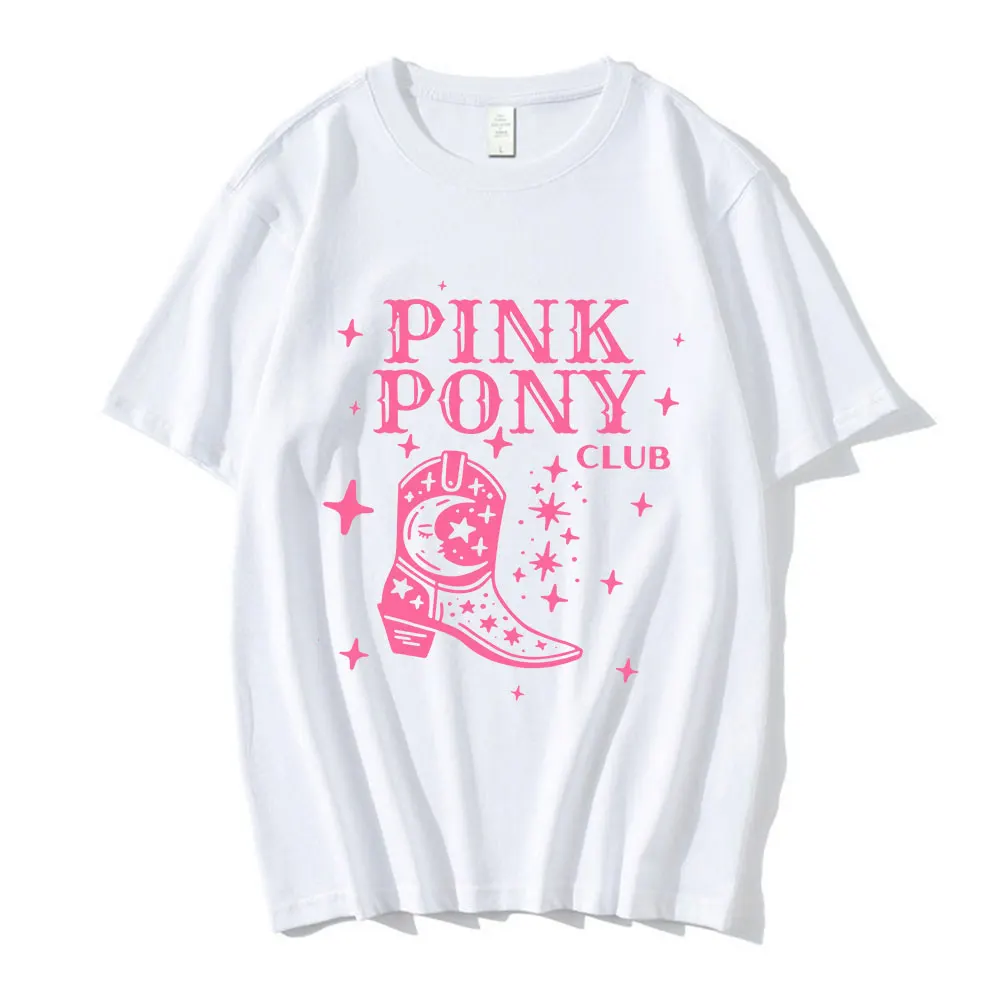 Pink Pony Club Chappell Roan Cowgirl Boots T-shirt Men Women Hip Hop Fashion Country Music T Shirt Cotton T-shirts Streetweawr