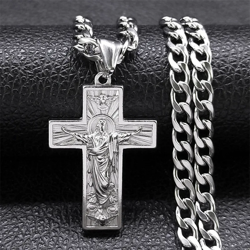 2024 new fashion trend hip hop cross pendant male ins with light luxury high-grade titanium steel necklace accessories