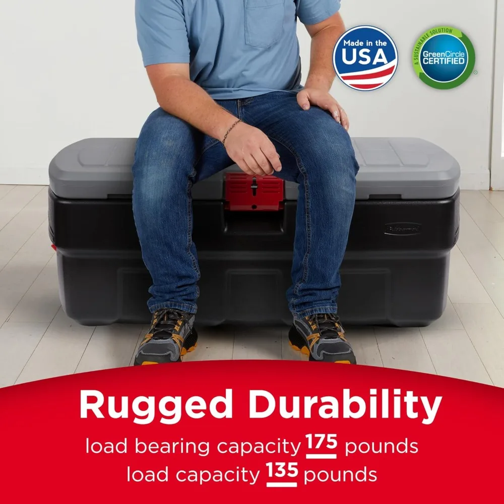 الأفضل - حاوية صندوق تخزين داخلية وخارجية قابلة للقفل بسعة 48 جالونًا للمنزل والمرآب،