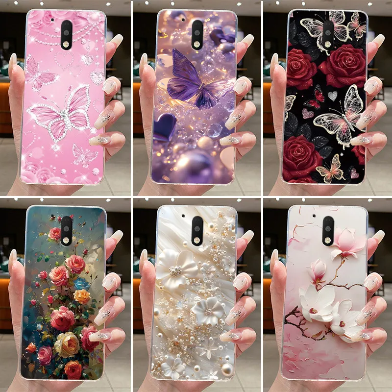 Para motorola moto g4 caso claro luxo moda borboleta flores macio tpu silicone capa de telefone para moto g4 jogar motog4 g 4 caso