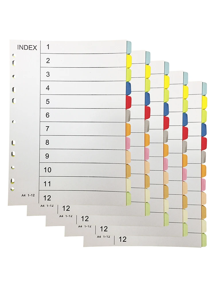 Imagem -03 - Conjuntos de Planejador de Papel a4 11 Furos Perfurados 12 Partes Divisor de Arquivo de Escritório Documentos Fichário para Notebook Abas Coloridas 5