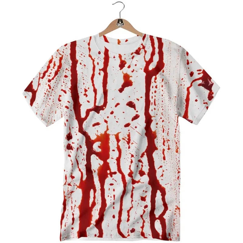 Full Printed Blood Graphic Shirts For Men Summer Short Sleeve Plus Size Blouse Shirts Tops Mens Designer Beah Shirt