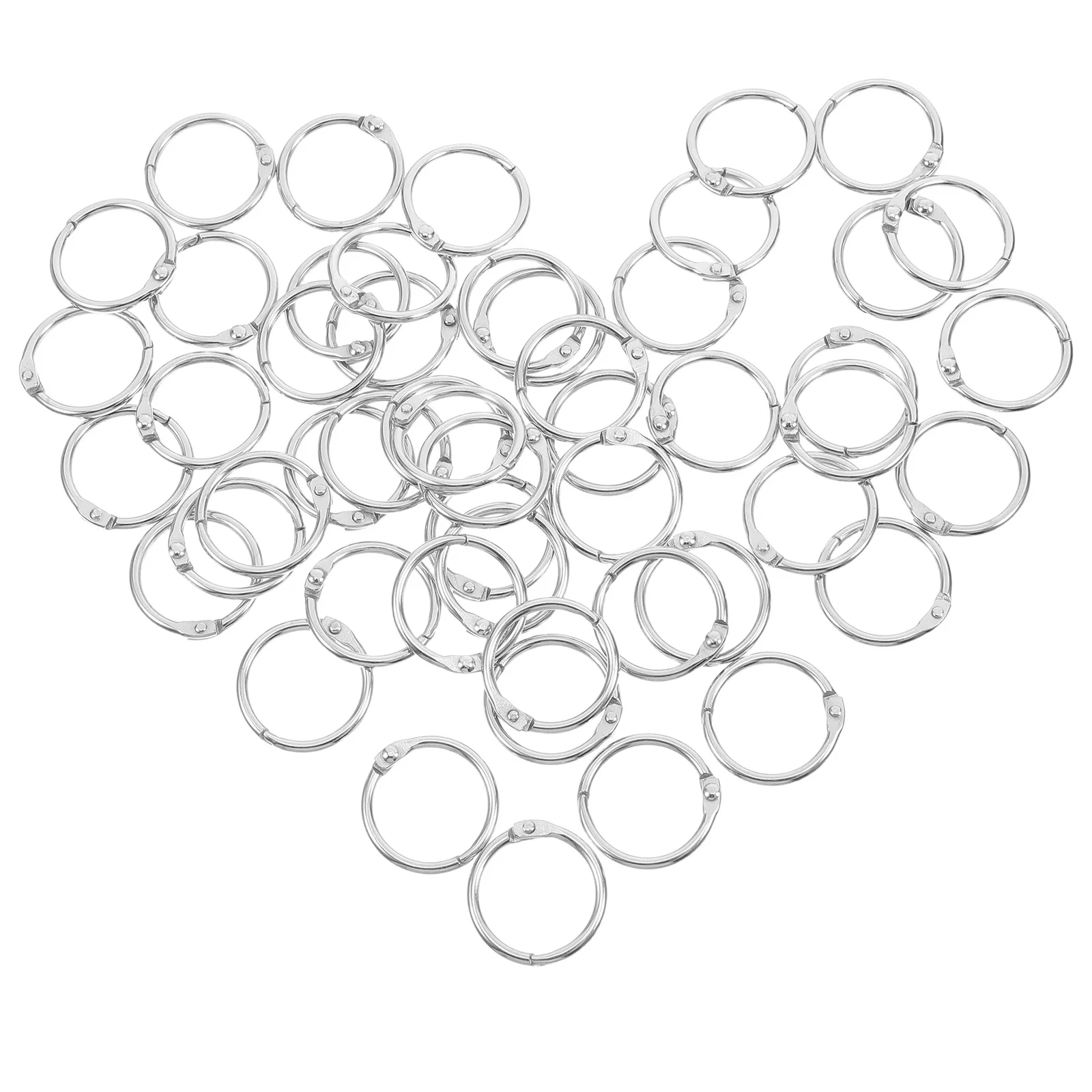 

100Pcs Metal Loose Leaf Rings Book Circle Binding Snap Ring Key Ring Photo Album Buckle Silver 20mm for Study Office