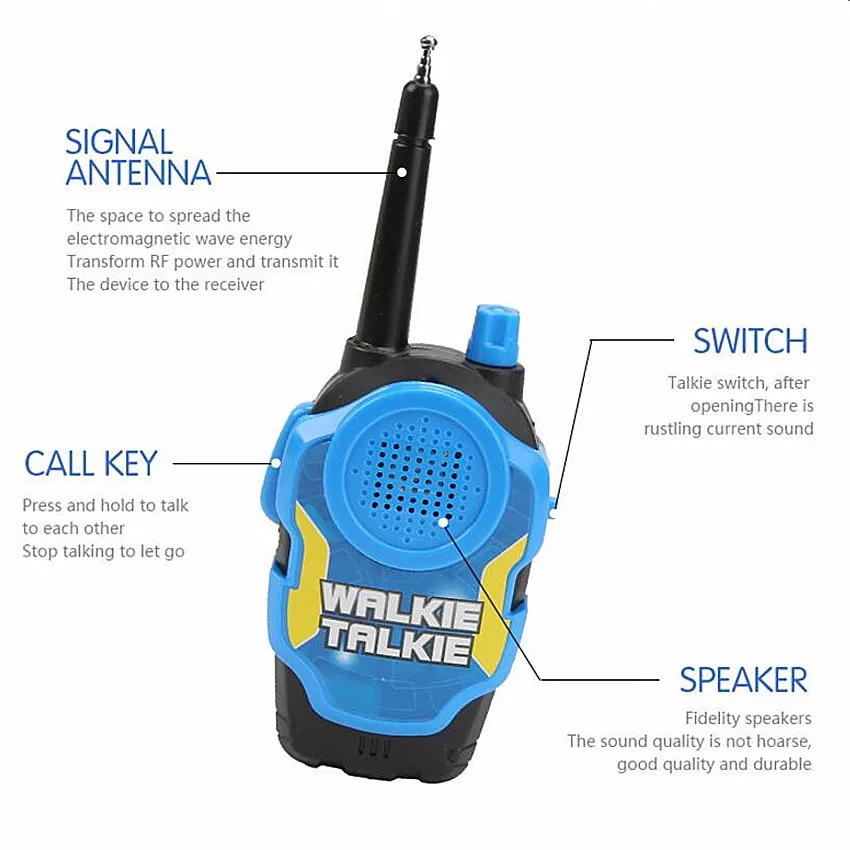 2 Stuks 50M Speelgoed Walkie Talkies Mini Draagbare Kinderen Elektronische Handheld Tweeweg Radio Kinderen Outdoor Interphone Speelgoed voor Kinderen
