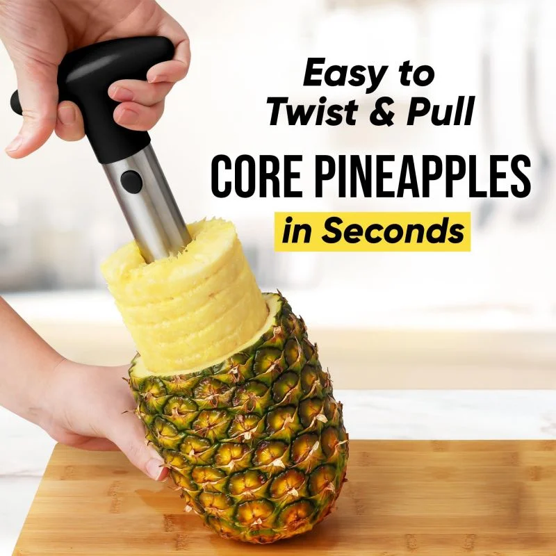 Pineapple Cutter Stainless Steel Pineapple Slicer Pineapple Extractor Peeler Core Separator Spiral Rotary Pineapple Peeler