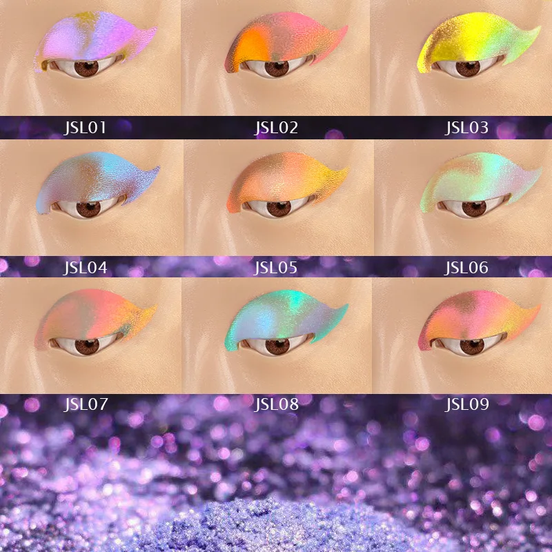 Poudre caméléon aurore 9 couleurs, Pigment miroir irisé au néon pour ongles et fard à paupières, paillettes corporelles, poussière de paillettes à changement magique