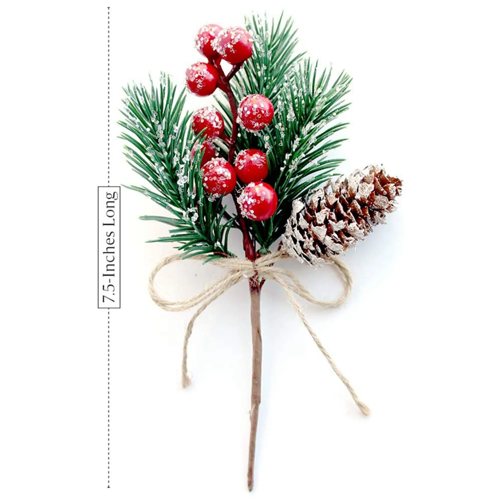 Red Berry Stems Pine สาขาเอเวอร์กรีน Christmas Berries Decor 8 PCS Pine Cones สาขาหัตถกรรมพวงหรีด Pick