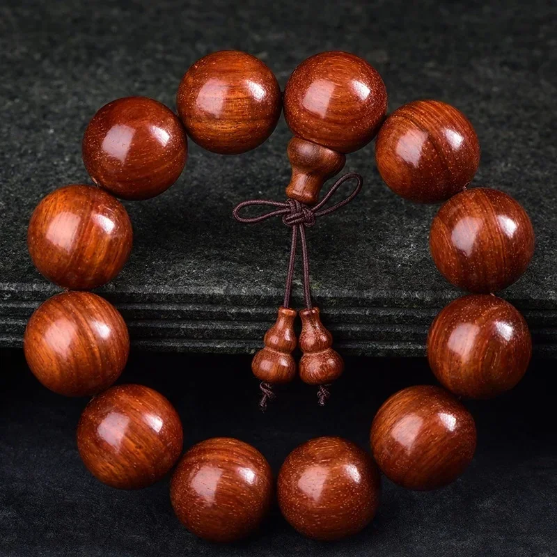 

Mencheese Blood Sandalwood Buddha Beads Hand String Old Material High Density Small Leaves Red Sandalwood Bracelet 20MM Popular