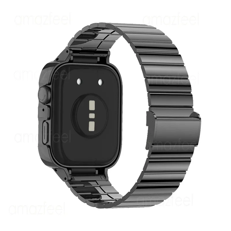 Pulseira de relógio de aço inoxidável, banda e estojo para Huawei Watch Fit3, pulseira de metal, capa protetora, pára-choques
