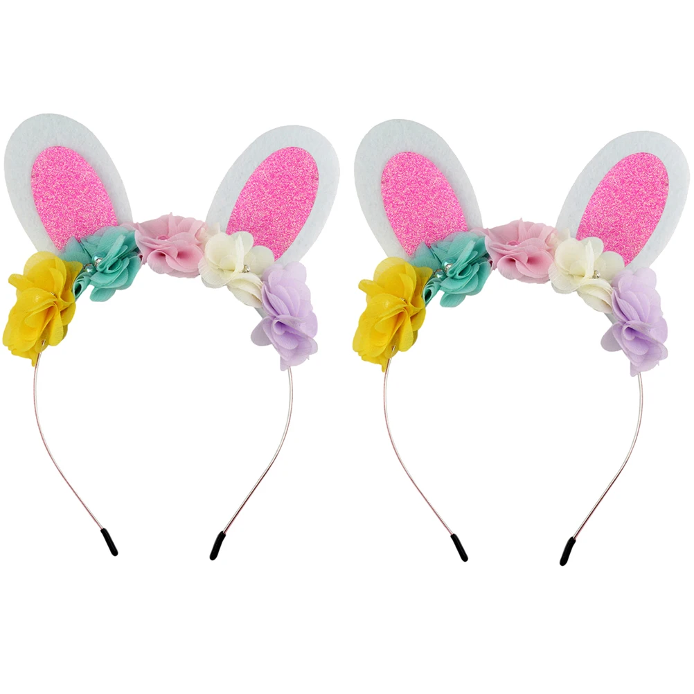 

Rabbit Ears Flower Hairband Kids Headbands Hoop Easter Headwear Party Costume Lightweight Non Fading Fits Children Comfortable