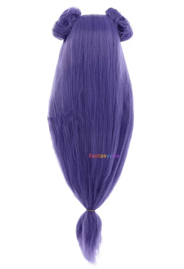 Anime Ranma Shampoo Cosplay Wig Ranma 1/2 Cosplay Shampoo Wig Purple Long Ponytail with Buns Halloween Wigs Chinese Style Wigs