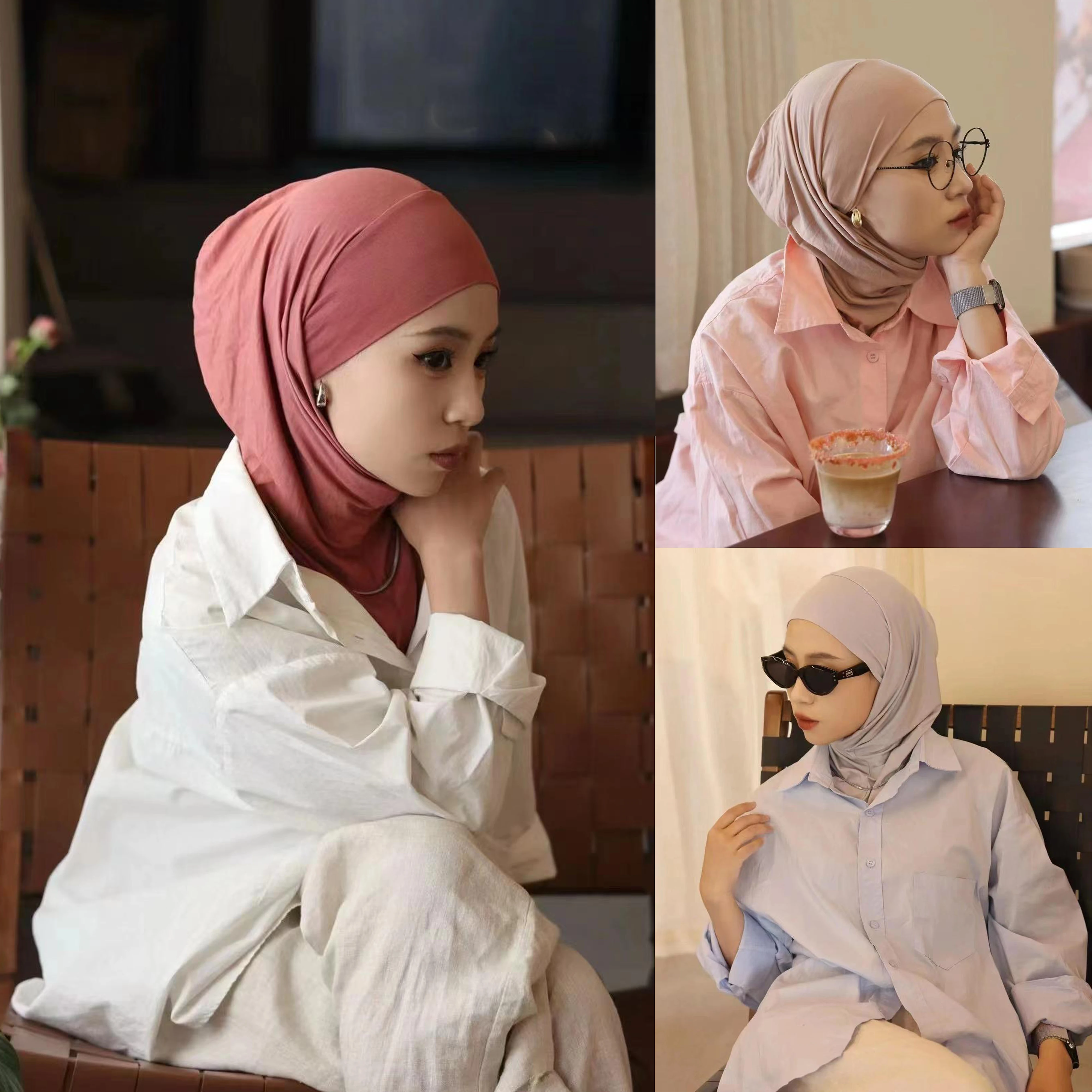 Ramadan Undercap Head Cover for Musulman Instant Modal Bonnet Hijab Turbans for Women Muslim Fashion Inner Cap Eid Hijab Bonnet