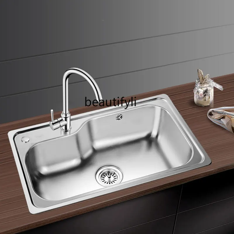 Stainless Steel Sink Single Sink Kitchen Home Table under Counter Washing Basin Scullery Pool