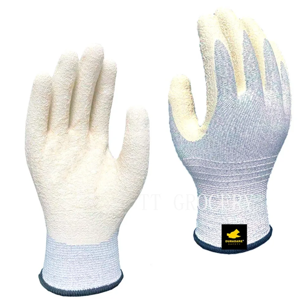 

EN 388 Cut-Resistant Gloves White Latex-Coated Gloves for Polysilicon PV Operations Gardening & Cycling Safety Gloves