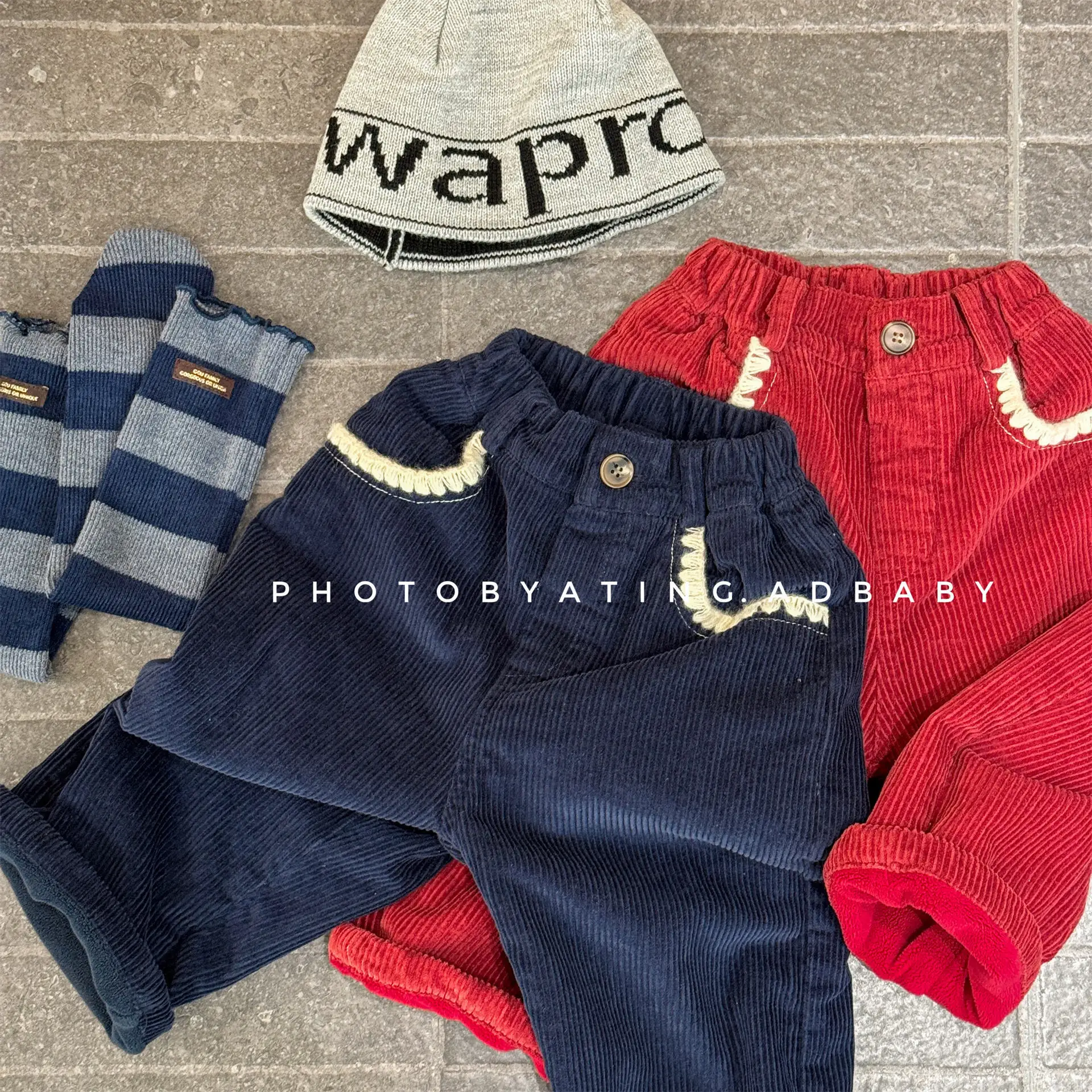 

2025 Winter New Children Fleece Trousers Boys Girls Corduroy Casual Pants Plus Velvet Thick Kids Warm Harem Pants Baby Clothes