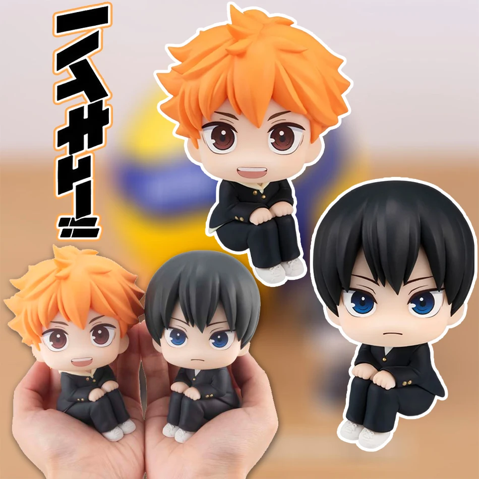 10Cm Anime Haikyuu Volleyball Figures Hinata Shoyo Kageyama Tobio 2Pcs Set Q Version Cute Mini Sitting Action Pvc Model Decor