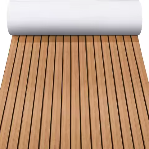 240x30cm EVA Foam Teak Floor Mat 5mm Thick Anti-Slip Self-Adhesive Pad Cuttable Waterproof Marine Carpet for Boat Deck RV Yacht