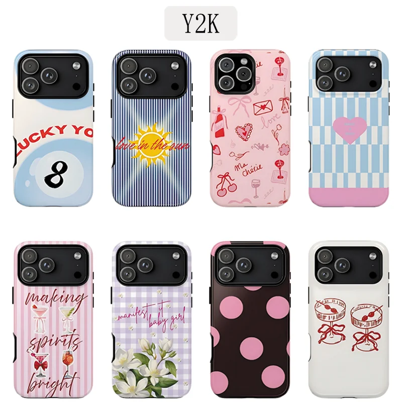 Luxury Y2K Gird Flowers Phone Case for iPhone 17 16e 16 15 1