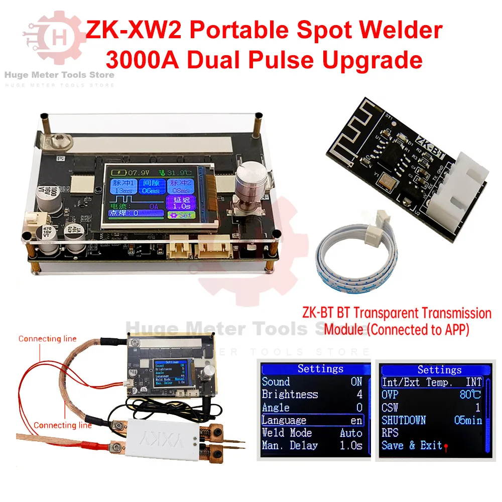 

DC 3,6-15 В 3000A двойной импульсный аппарат для точечной сварки 18650, аккумулятор, никелевый лист, медь, аппарат для точечной сварки, управление через приложение Bluetooth