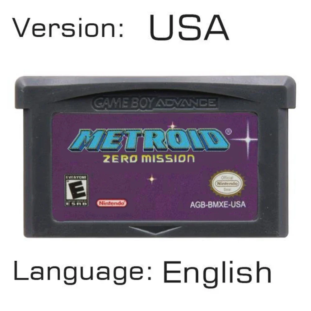 Cartuccia di gioco per console di gioco GBA Video a 32 bit Serie Metroid Fusion Zero Mission Versione americana Versione europea. Nostalgia classica