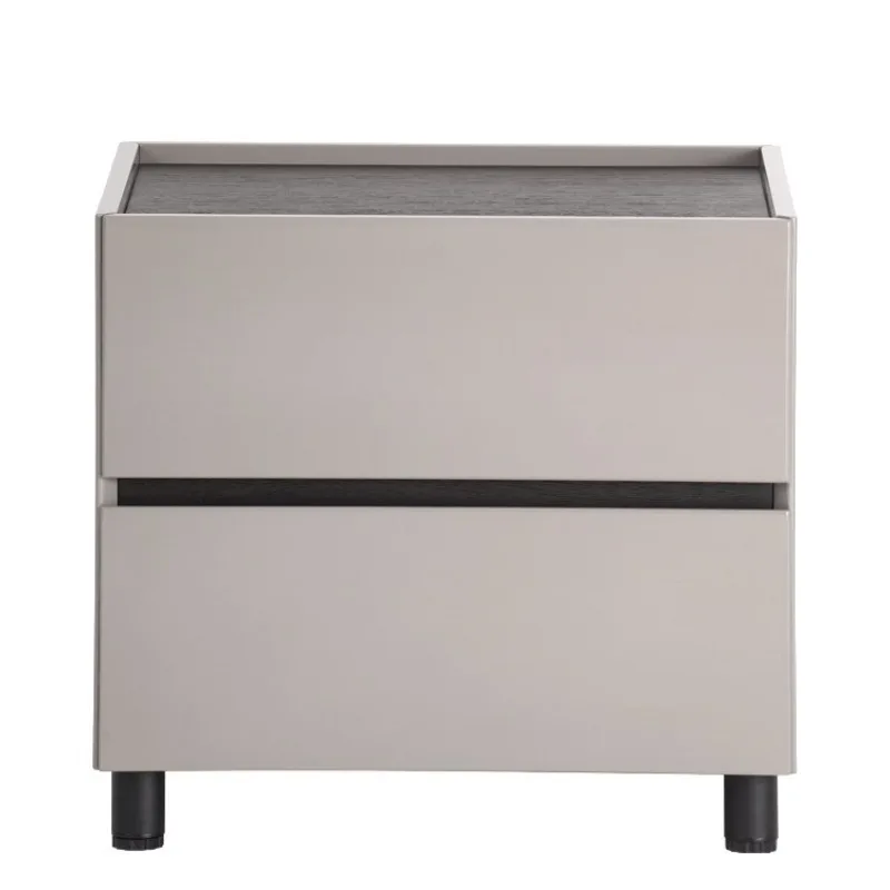 

Italian minimalist solid wood paint bedside table modern minimalist light luxury bedroom simple and advanced sense