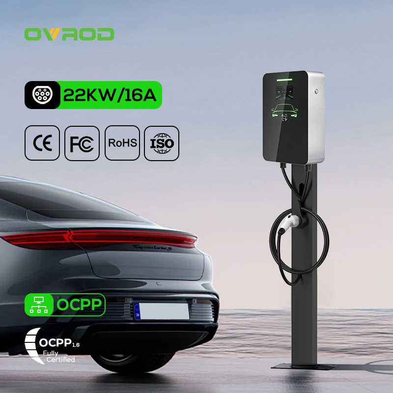 Ovrod 22 Kw Ac Electric Car Charger Mobile 22Kw Ev Charger Ocpp 3 Phase Charging Station Type 2 Ev Charger Plug