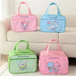 New Kawaii Sanrio Kuromi Lunch Bag Cartoon My Melody Cinnmoroll Travel Thermal Breakfast Box School Large Capacity Tote Food Bag