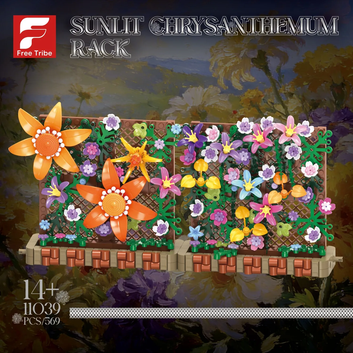 

569PCS Sunlit Chrysanthemum Rack Building Blocks Flower Floral Fence Moc Model Bricks Home Decoration Educational DIY Toys Gifts