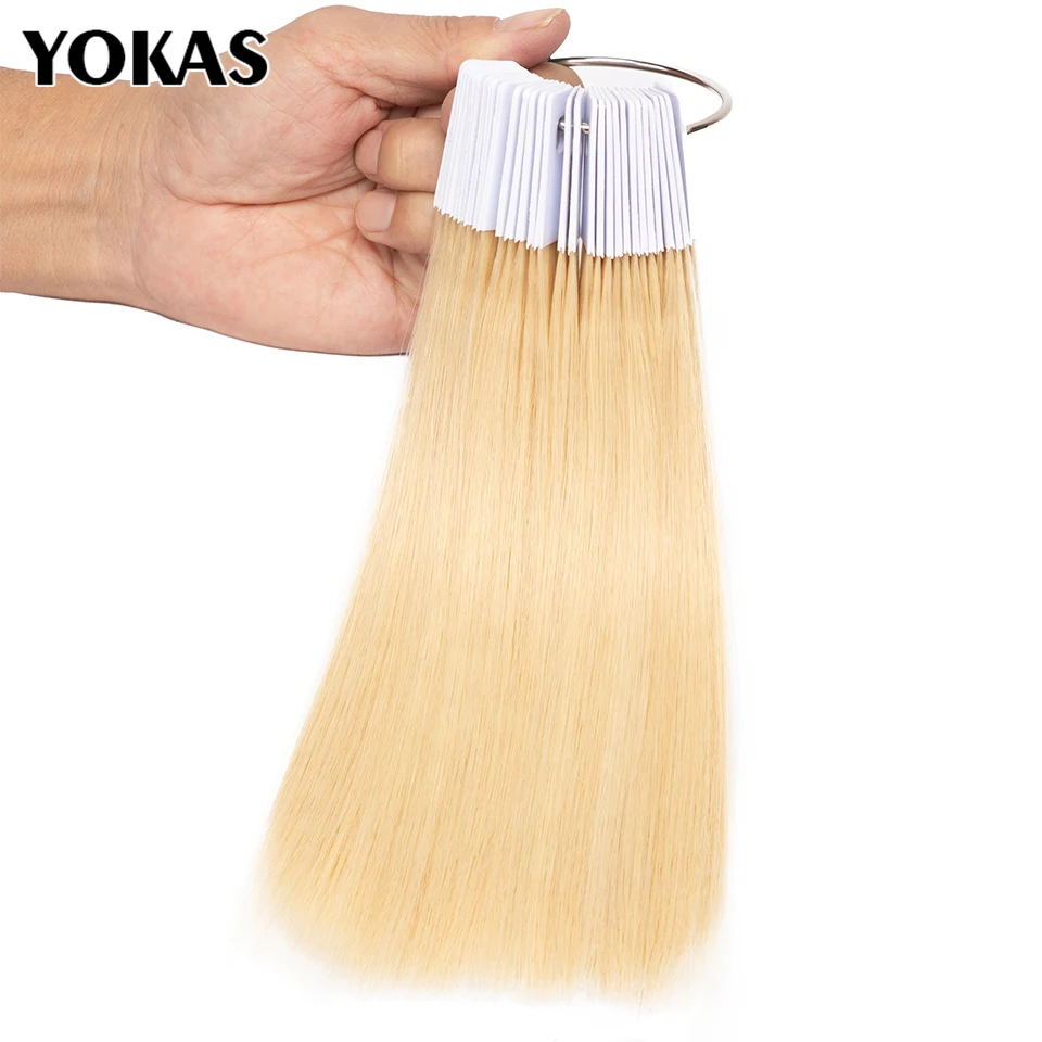 YOKAS Human Hair Color Rings Dye chart for Hair Extension Colored Strands for Hair Hairdresser 30pcs/set Hair Test Strands