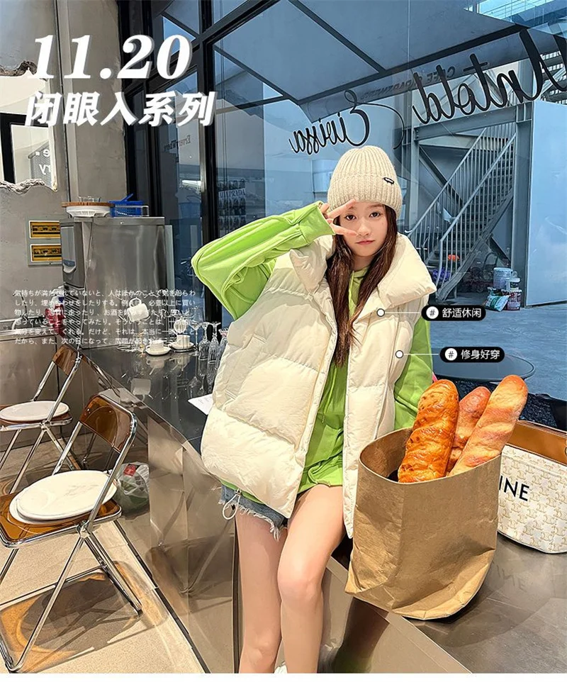 Women's Short Cotton Vest In Autumn And Winter 2022 New Korean Version Of Loose And Slim Down Cotton Vest Vest Vest Joker Coat