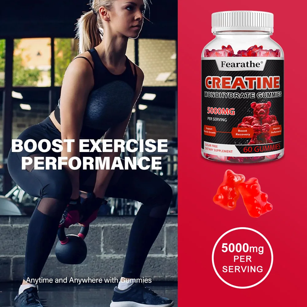 

Creatine Monohydrate Gummies - Enhance Energy, Promote Muscle Growth, Improve Endurance, and Athletic Performance - 60pcs