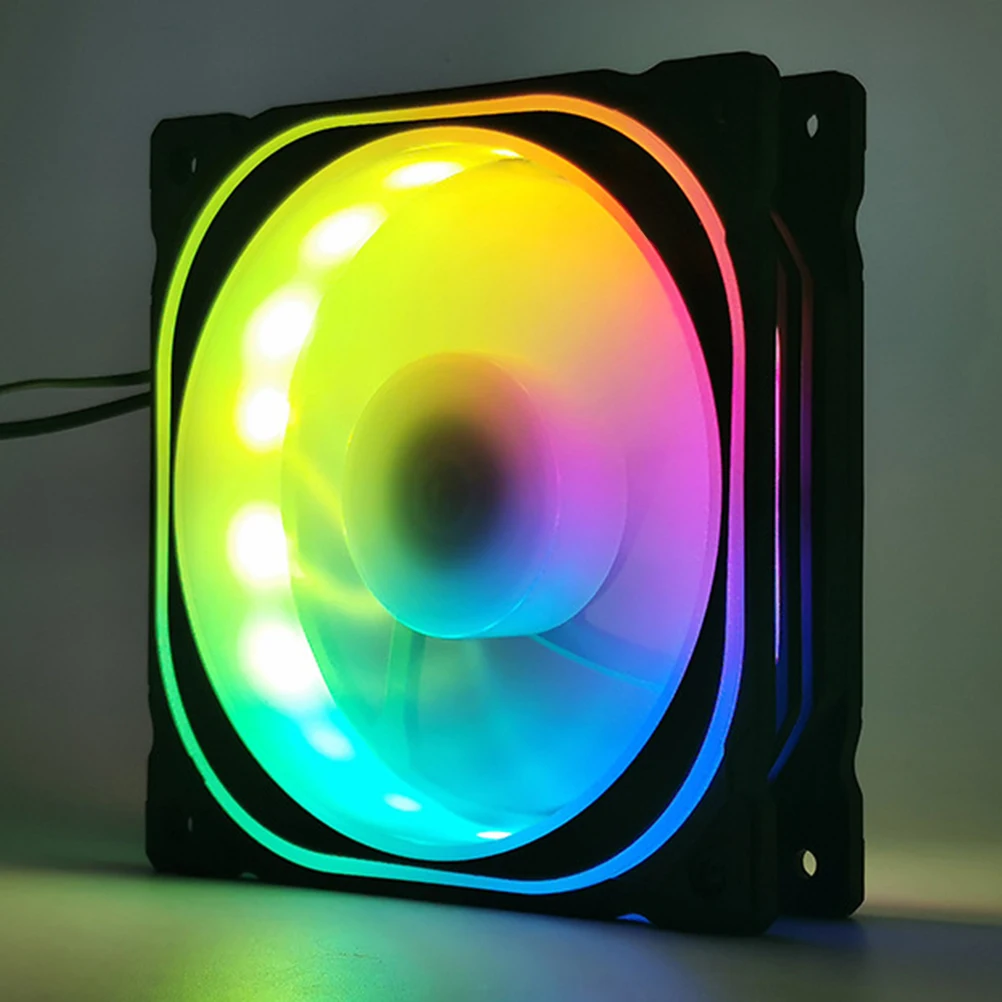 

1Set 3Pcs 12cm RGB LED Computer Cooling Fan with 1set Standard Controller Colorful LED PC Cooling Fan (Style 1)