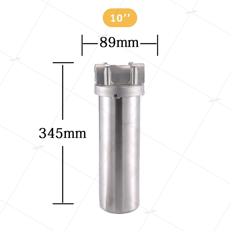 Alloggiamento del filtro dell'acqua calda in acciaio inossidabile 304 da 10 * 2,5 pollici 1/2 