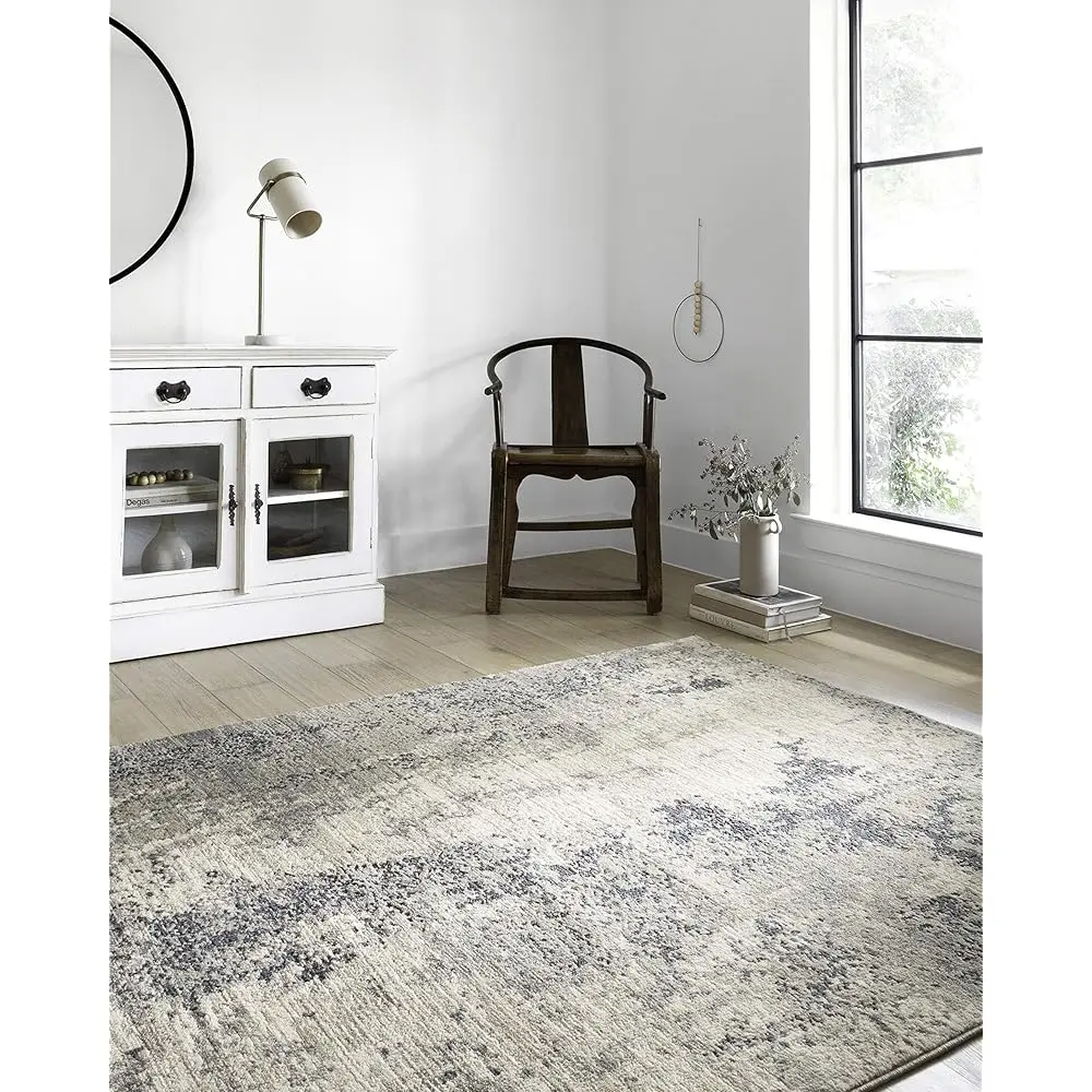 

Loloi Teagan Collection 5'-3"" X 7'-6"" Area Rug In Natural/Denim - Large, Soft Neutral Rug, High-Traffic For Living Room,