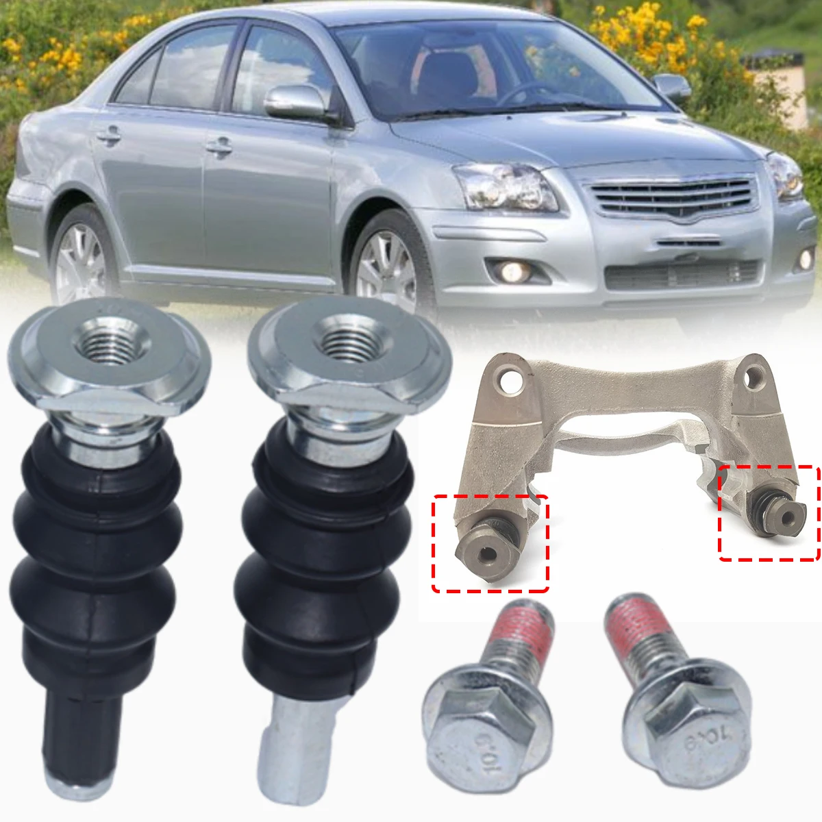 

For Toyota Avensis 2008-2015 Front Brake Caliper Slider Guide Pins Bolt Kit Left Right Disc Housing Sleeve Bushing Boot Seal Car