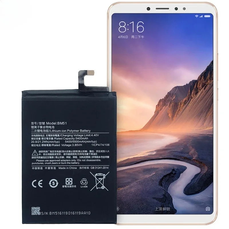 BM51 for Xiaomi MAX 3 Mobile Phone Battery High Quality High Capacity Battery Replacement Bateria Grade A Cell with Tools