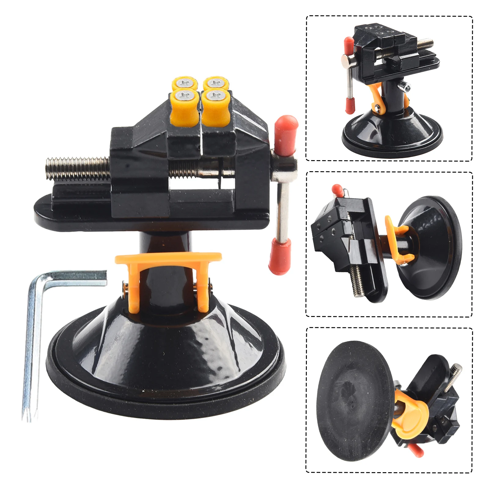 Adjustable Bench Vise Suction Cup Base Design 360° Swiveling Table Fixed Vice Grinder Rotary Hand Drill Vise Repairing Clip Vice