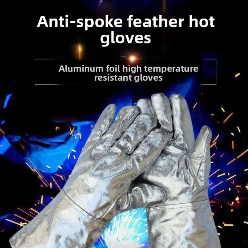 

Anti-scalding Gloves Fireproof Aluminum Foil Heat Insulation Gloves Industrial Grade Oven Heat-resistant Protective Safety Glove